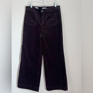 LOFT Palmer Wide Leg Corduroy Pants Women's 10 Brown